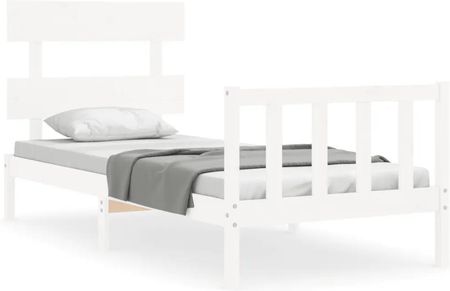Vidaxl Rama łóżka z wezgłowiem biała 3FT pojedyncza lite drewno 90x190cm 3193237