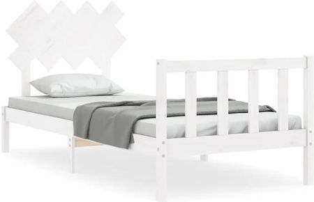 Vidaxl Rama łóżka z wezgłowiem biała 3FT pojedyncza lite drewno 90x190cm 3193432
