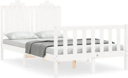 Vidaxl Rama łóżka z wezgłowiem biała 4FT mała podwójna lite drewno 120x190cm 3192267