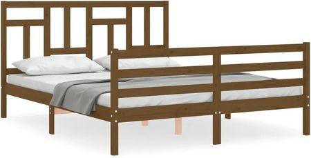 vidaXL Rama łóżka z wezgłowiem miodowy brąz King Size lite drewno 150x200cm 3194969