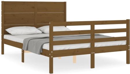 vidaXL Rama łóżka z zagłówkiem brąz 4FT mała podwójna lite drewno 120x190cm 3194609
