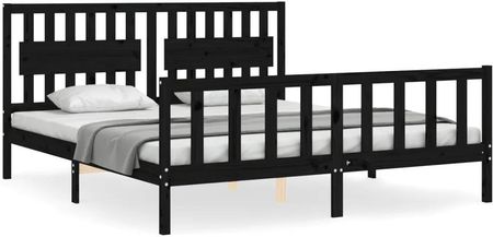 vidaXL Rama łóżka z wezgłowiem czarna 6FT Super King lite drewno 180x200cm 3192445