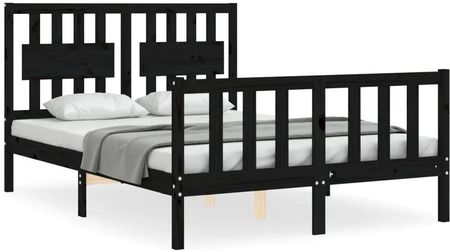 Vidaxl Rama łóżka z wezgłowiem czarna 4FT mała podwójna lite drewno 120x190cm 3192400