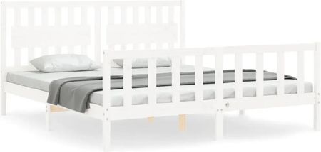 vidaXL Rama łóżka z wezgłowiem biała 6FT Super King lite drewno 180x200cm 3192442
