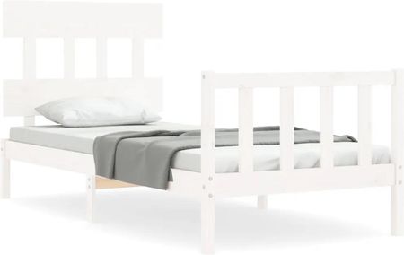 Vidaxl Rama łóżka z wezgłowiem biała 3FT pojedyncza lite drewno 90x190cm 3193302