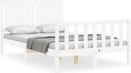 Vidaxl Rama łóżka z wezgłowiem biała 4FT mała podwójna lite drewno 120x190cm 3192917