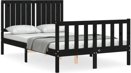 Vidaxl Rama łóżka z wezgłowiem czarna 4FT mała podwójna lite drewno 120x190cm 3192920