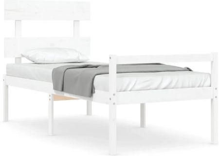 Vidaxl Rama łóżka z wezgłowiem biała 3FT pojedyncza lite drewno inne 90x190cm 3195317