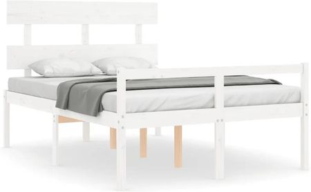 Vidaxl Rama łóżka z wezgłowiem biała 4FT mała podwójna lite drewno 120x190cm 3195322