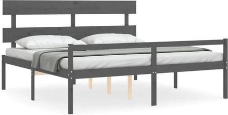 vidaXL Rama łóżka z wezgłowiem szara 6FT Super King lite drewno 180x200cm 3195368