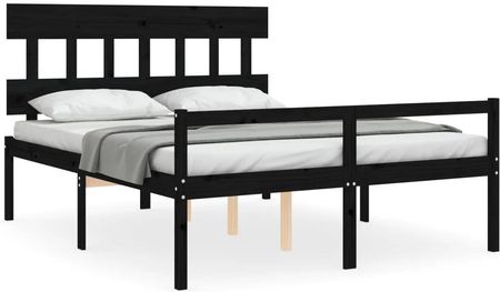 vidaXL Rama łóżka z wezgłowiem czarna King Size lite drewno 150x200cm 3195425