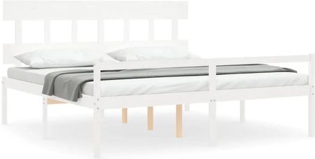 vidaXL Rama łóżka z wezgłowiem biała 6FT Super King lite drewno 180x200cm 3195432