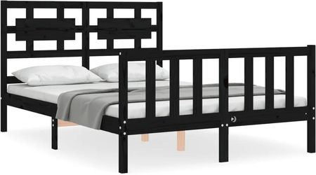 Vidaxl Rama łóżka z wezgłowiem czarna 4FT mała podwójna lite drewno 120x190cm 3192530