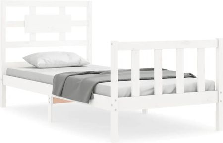 Vidaxl Rama łóżka z wezgłowiem biała 3FT pojedyncza lite drewno 90x190cm 3192522