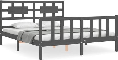 vidaXL Rama łóżka z wezgłowiem szara King Size lite drewno 150x200cm 3192563