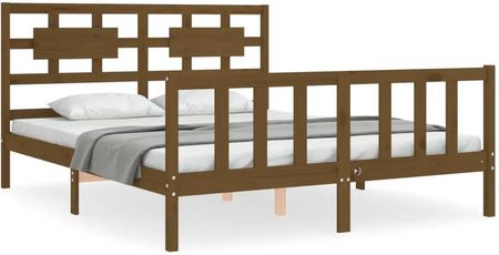 vidaXL Rama łóżka z wezgłowiem miodowy brąz King Size lite drewno 150x200cm 3192564