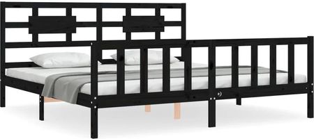 vidaXL Rama łóżka z wezgłowiem czarna 6FT Super King lite drewno 180x200cm 3192575