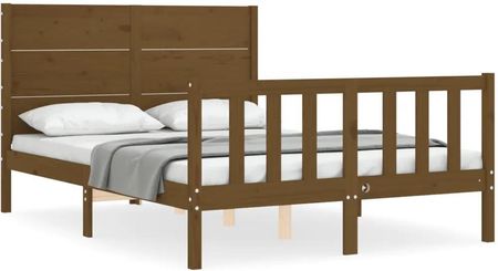 vidaXL Rama łóżka z zagłówkiem brąz 4FT mała podwójna lite drewno 120x190cm 3192724