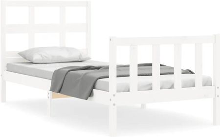 Vidaxl Rama łóżka z wezgłowiem biała 3FT pojedyncza lite drewno 90x190cm 3192977
