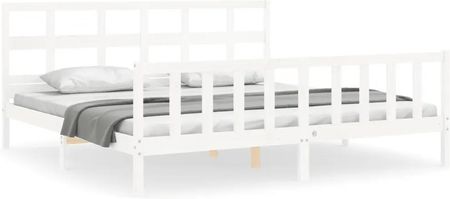 vidaXL Rama łóżka z wezgłowiem biała 6FT Super King lite drewno 180x200cm 3193027