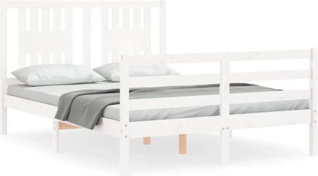 Vidaxl Rama łóżka z wezgłowiem biała 4FT mała podwójna lite drewno 120x190cm 3194542