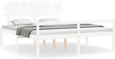 vidaXL Rama łóżka z wezgłowiem biała 6FT Super King lite drewno 180x200cm 3195562