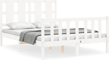 Vidaxl Rama łóżka z wezgłowiem biała 4FT mała podwójna lite drewno 120x190cm 3192202