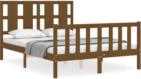 vidaXL Rama łóżka z zagłówkiem brąz 4FT mała podwójna lite drewno 120x190cm 3192204