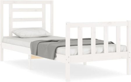 Vidaxl Rama łóżka z wezgłowiem biała 3FT pojedyncza lite drewno 90x190cm 3192847
