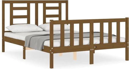 vidaXL Rama łóżka z zagłówkiem brąz 4FT mała podwójna lite drewno 120x190cm 3192854