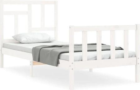 Vidaxl Rama łóżka z wezgłowiem biała 3FT pojedyncza lite drewno 90x190cm 3193107