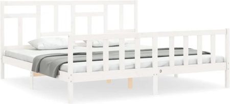 vidaXL Rama łóżka z wezgłowiem biała 6FT Super King lite drewno 180x200cm 3193157