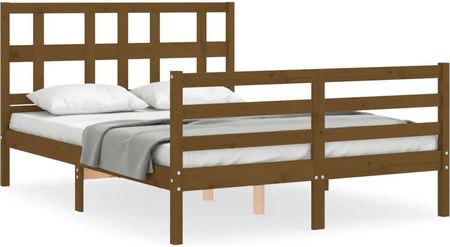 vidaXL Rama łóżka z zagłówkiem brąz 4FT mała podwójna lite drewno inne 3194804
