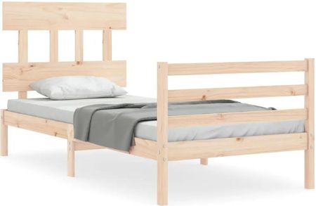 Vidaxl Rama łóżka z wezgłowiem 3FT pojedyncza lite drewno inne 90x190cm 3195121