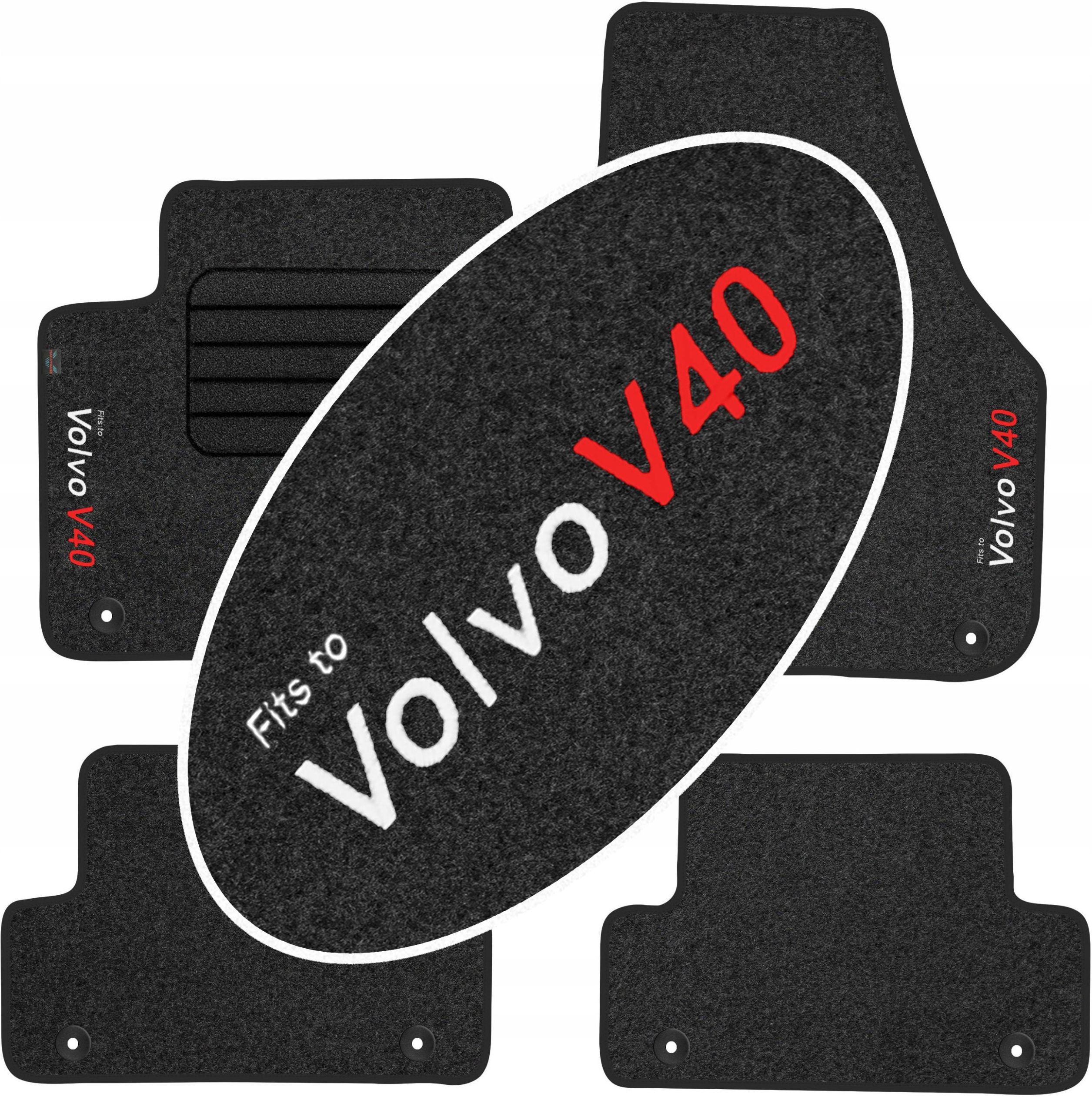 Tappetini Gomma Anteriori Per Volvo V40 (2012-2019) - Su Misura, Antiscivolo, Con Bordi Rialzati - Set 2 Pezzi