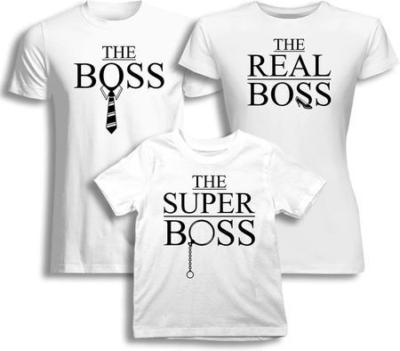Komplet dla rodziny - The boss / The real boss / The super boss - koszulki z nadrukiem