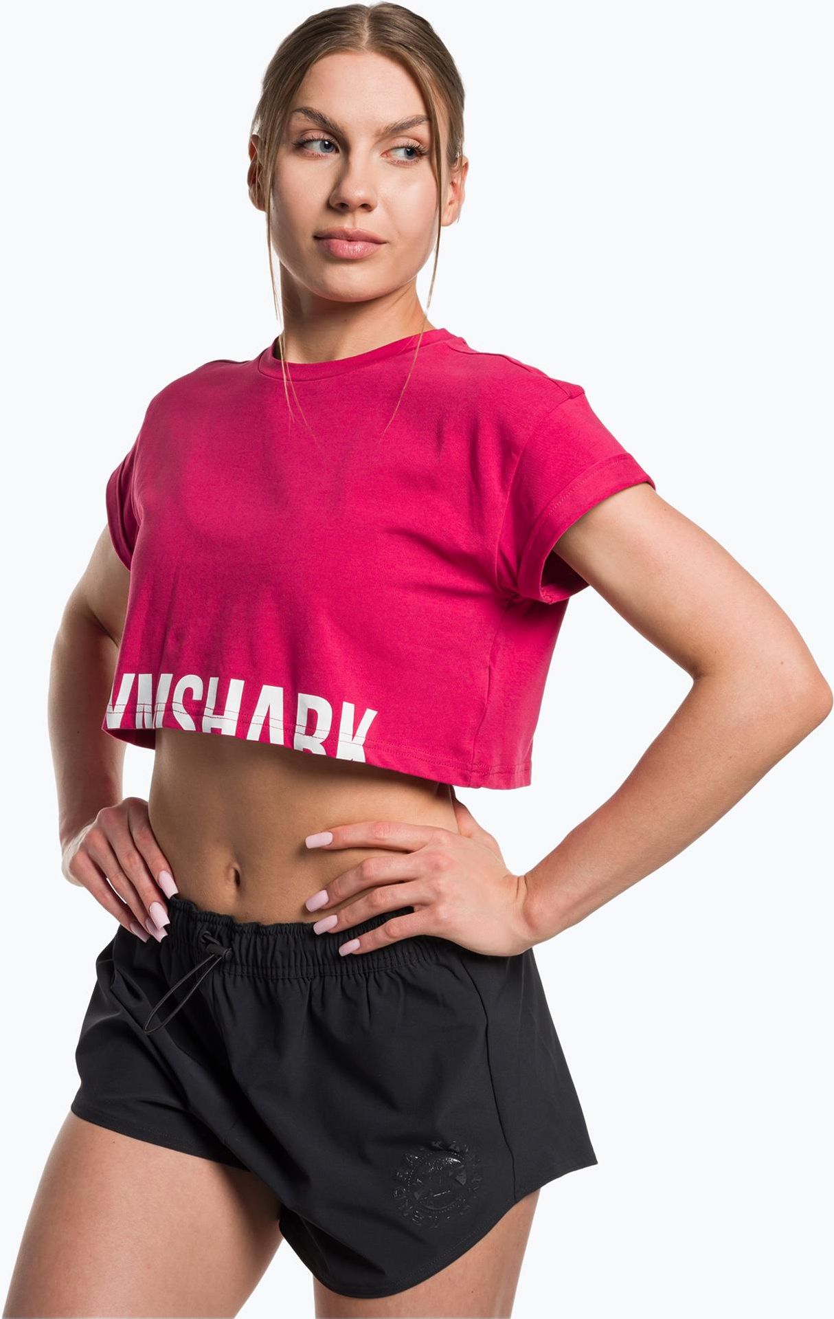Gymshark Top Training Fraction Crop Top Lava Pink - Ceny i