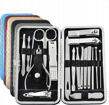 ZESTAW DO MANICURE PEDICURE DO PAZNOKCI 19SZT ETUI