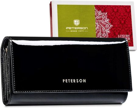Duży, skórzany portfel damski zamykany na zatrzask — Peterson