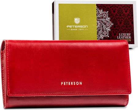 Klasyczny skórzany portfel damski z systemem RFID — Peterson