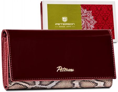 Lakierowany portfel damski z wężowym wzorem RFID — Peterson
