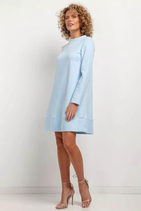 Modna sukienka midi w trapezowym kroju (Błękitny, L/XL)