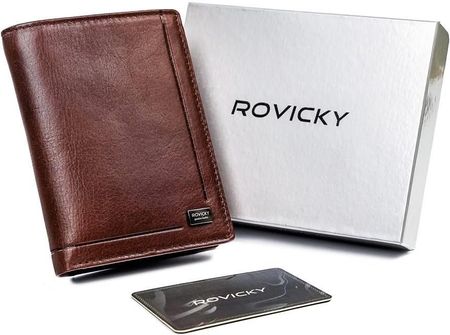 Skórzany portfel męski z ochroną RFID — Rovicky