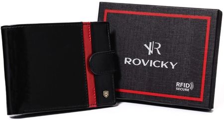 Skórzany portfel męski z ozdobnym paskiem — Rovicky