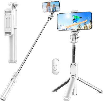 Alogy Selfie Stick Kijek Tripod Statyw Q01 Pilot Bluetooth Uchwyt Na Telefon Do Robienia Zdjęć Biały