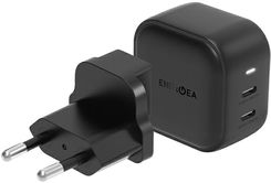 Energea Ład Siec 2Xusb C Pd Pps 45W 2C Czarny Black Us Eu Travelite Gan45