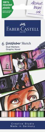 Faber-Castell Zestaw 6 Dwustronnych Pisaków Graphic Novel Goldfaber Sketch