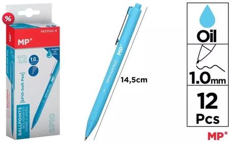 Mp Main Paper Długopis Olejowy 1,0Mm Lazurowy 12Szt.