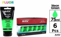 Zdjęcie Mp Main Paper Farba Akrylowa Fluorescencyjna Zielona 75Ml 6Szt. - Brzesko