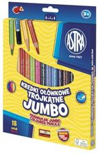 Zdjęcie Astra Tania Dostawa ! Kredki Ołówkowe Trójkątne Jumbo 18 Kolorów Z Temperówką - Świebodzin
